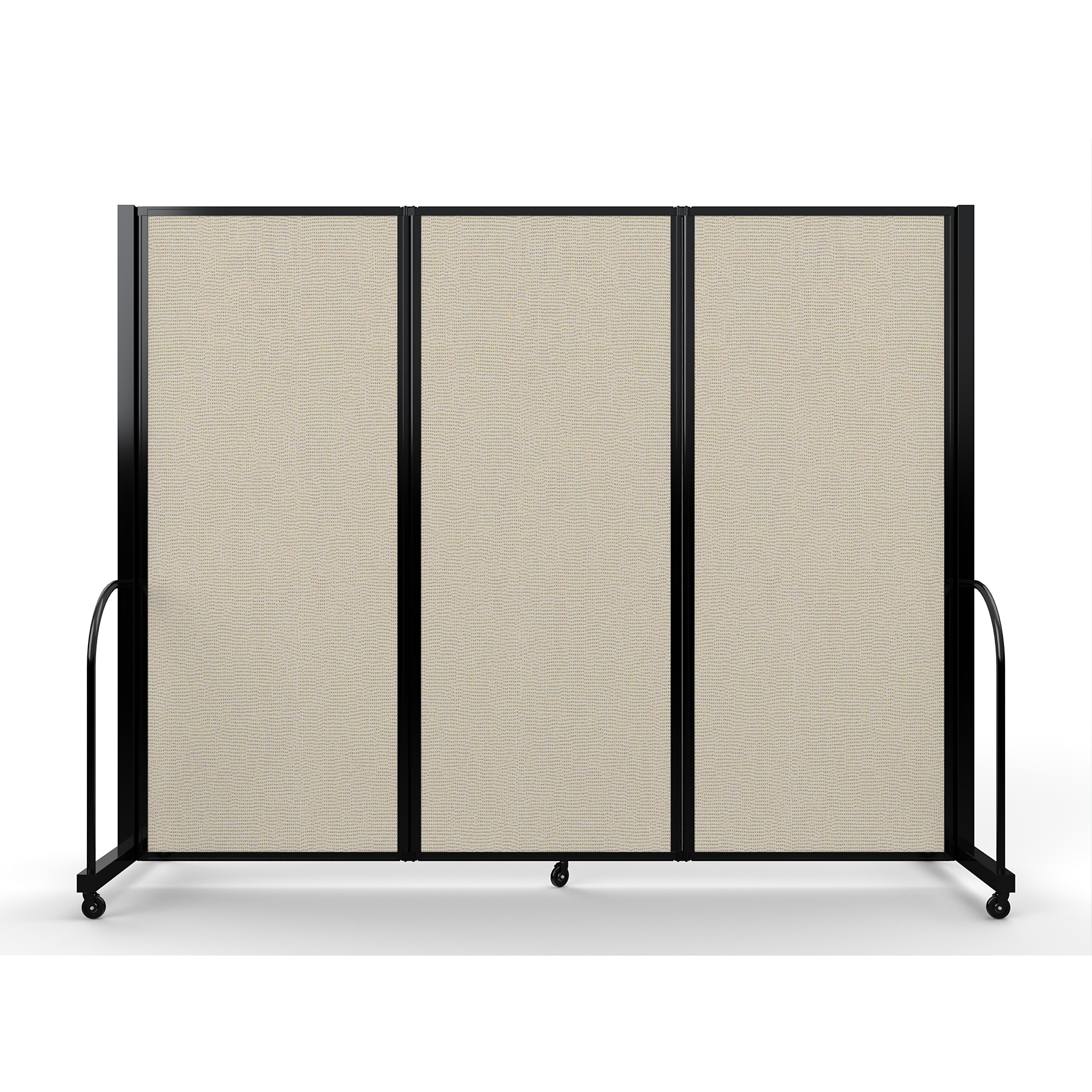 Screenflex Full Motion Divider — 6ft. 10in. x 8ft. 7in., Black Frame, Sand, Model# FSH-6103-B-SND